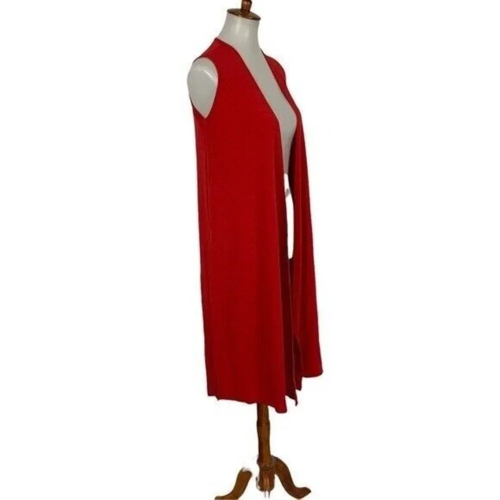 Lularoe Cardigan XS Red Sleeveless Duster Boho Festival Layering Chic‎